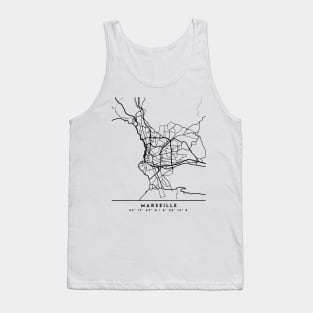 MARSEILLE FRANCE BLACK CITY STREET MAP ART Tank Top